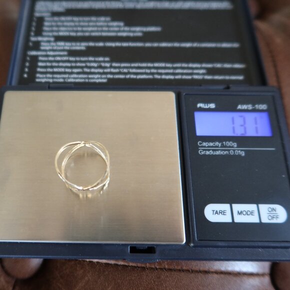 14K yellow gold diamond cut crisscross X ring size 7 ladies super sparkly - Picture 12 of 12